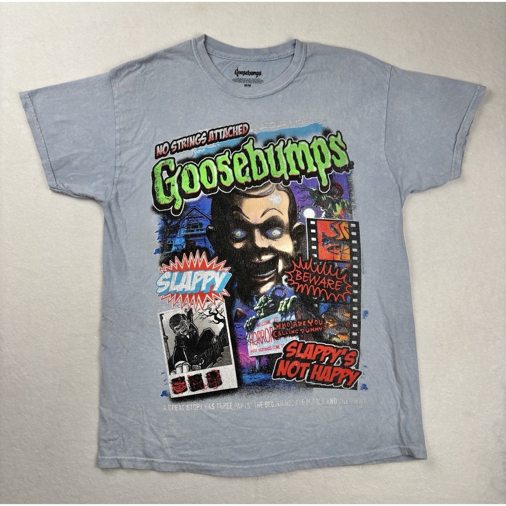 Goosebumps Slappy Graphic T Shirt Mens Medium Blue Horror Tee